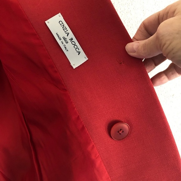 Cinzia Rocca Wool Fitted Blazer Coral Two Button Size 2 - Picture 9 of 10